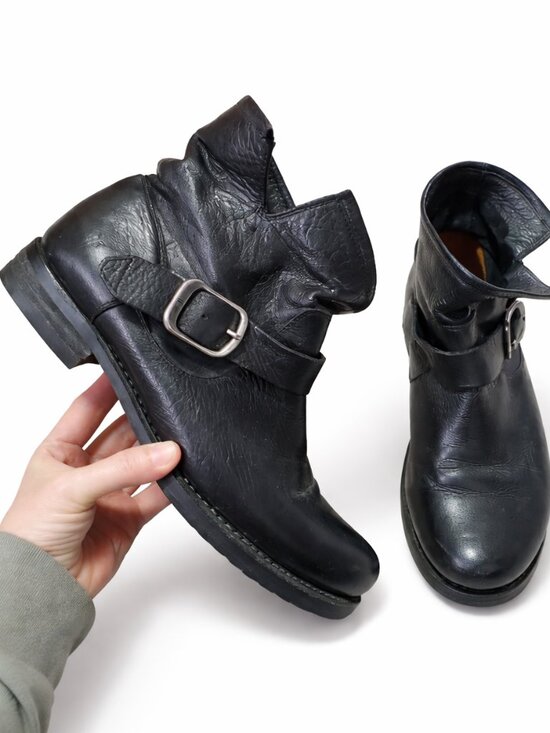 Frye Shoes - FRYE Veronica Leather Bootie Boots Engineer Moto Chelsea Black Women's 9 *READ*